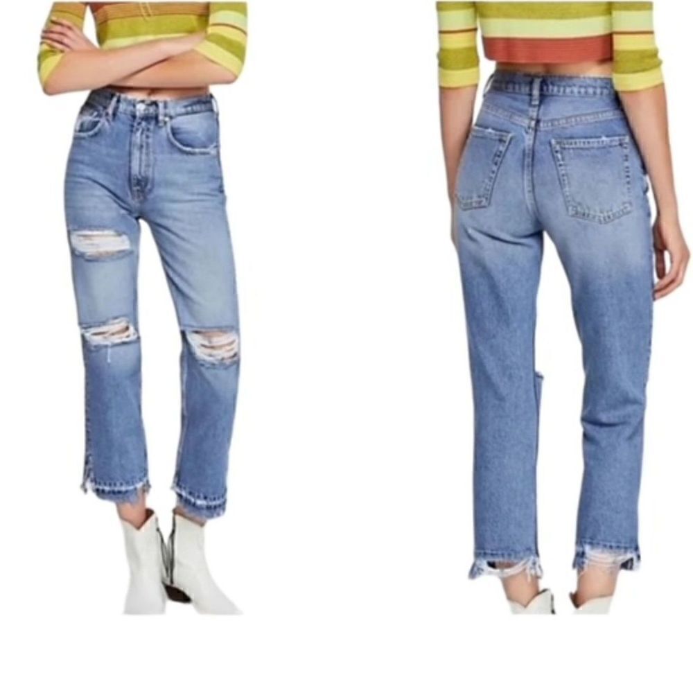 Free Free People High-Waist Lita Distressed Jeans NWT